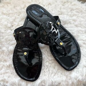 Tory Burch Black Patent Leather Sandals miller dz 8